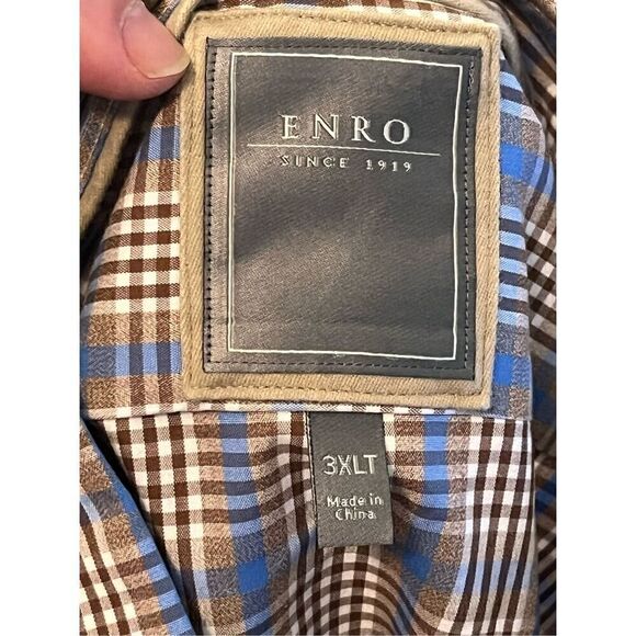Enro Blue and Brown Casual Button Down. Size XXXL - Picture 3 of 6